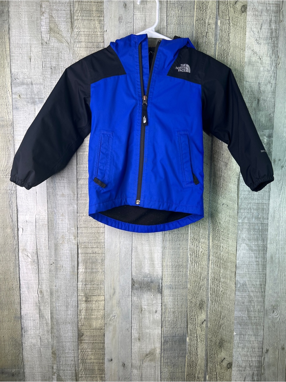 The North Face Size 4T Fleece Lined Black & Blue Zip Front Hooded Jacket